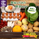 【ふるさと納税】【12回定期便】雲仙こだわり野菜セット 野菜・フルーツ8〜9品目＋太陽卵10個 詰め合わせ [吉岡青果 長崎県 雲仙市 item1825] 野菜 フルーツ 卵 セット 旬の野菜 レビューキャンペーン