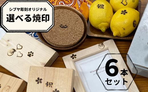 選べるシブヤ彫刻オリジナル焼印 6本セット｜ 焼印 焼き印 クラフト 東松山