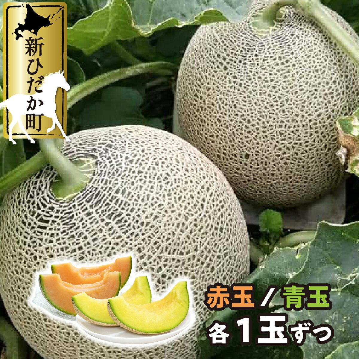 【ふるさと納税】 ＜ 2025年7月中旬より発送 ＞ 北海道産 メロン 赤肉 青肉 各 1玉 セット 食べ比べ 糖度 15度以上 めろん 赤 青 果物 フルーツ 旬 北海道 新ひだか町 ＜ 予約商品 ＞