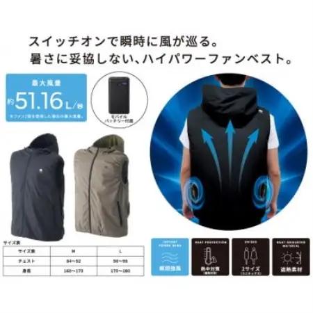 LOGOS 野電クールファンベスト　ブラックM　暑さ対策でアウトドアシーンを快適に　34406713【配送不可地域：沖縄県】【1744772】