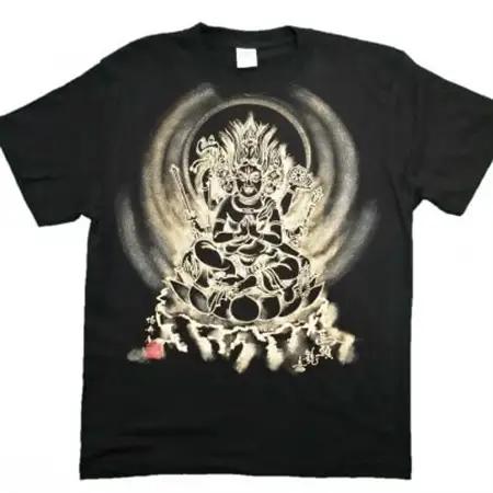 手描きTシャツ 仏画 馬頭観音 黒 (半袖 Mサイズ)【1615706】