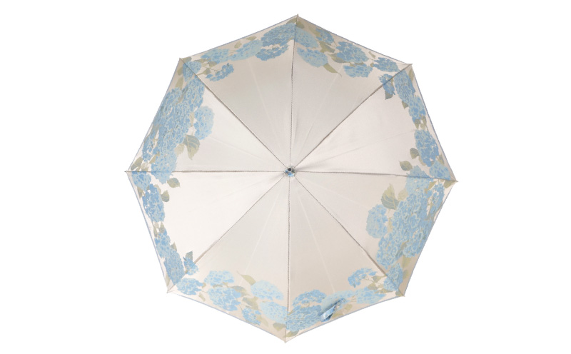 【槙田商店】晴雨兼用長傘　絵おり　紫陽花　ベージュ  日傘 UV プレゼント 化粧箱 ギフト 老舗