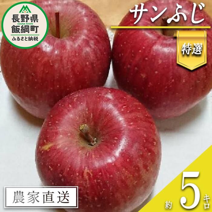 【ふるさと納税】 りんご サンふじ 特選 5kg やまじゅうファーム 沖縄県への配送不可 令和7年度収穫分 信州の環境にやさしい農産物 減農薬栽培 長野県 飯綱町 【 信州 果物 フルーツ リンゴ 林檎 長野 19000円 】発送時期：2025年12月上旬〜2025年12月中旬{***}