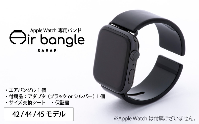 
Apple Watch専用バンド 「Air bangle」 ピアノブラック（42 / 44 / 45モデル）[E-03406]

