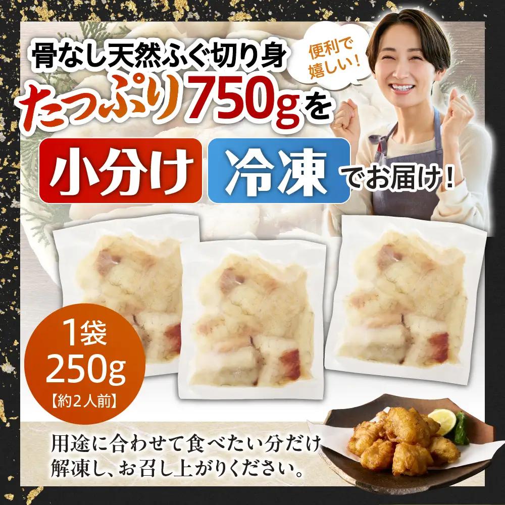 輪島港水揚げ天然ふぐ（250g×3、骨なし） wa001　天然　ふぐ