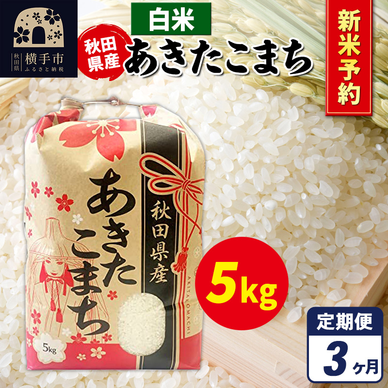 《令和7年産 新米受付》《定期便3ヶ月》あきたこまち 5kg×1袋【白米】秋田県産 こまちライン