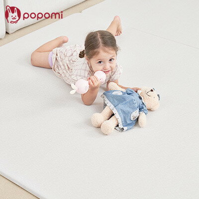 【ふるさと納税】popomi 抗菌もちもちプレイマット　モダングレー&リネンベージュ　140×200×1.6cm【1653067】