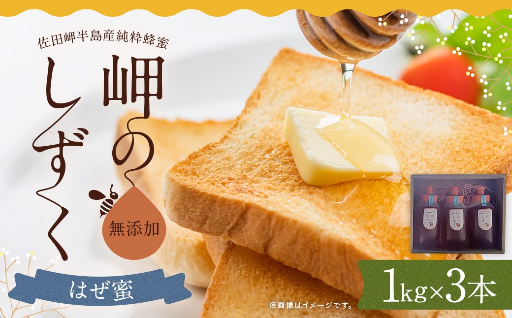 
「岬のしずく」佐田岬半島産 純粋蜂蜜 はぜ蜜 1kg 3本 セット 合計約3kg はちみつ ハチミツ 蜜 国産 常温 セット 愛媛県 【えひめの町（超）推し！（伊方町）】（322）
