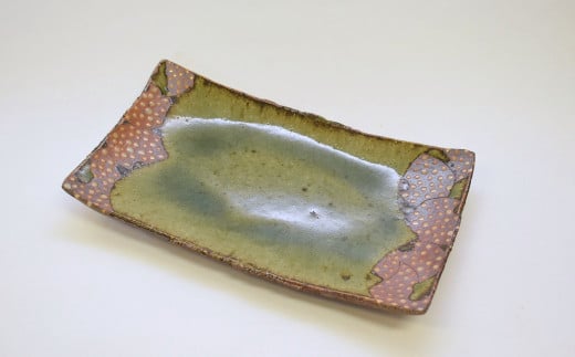 釉彩長角皿 1枚 和食器 長皿 陶芸品 《受注制作》