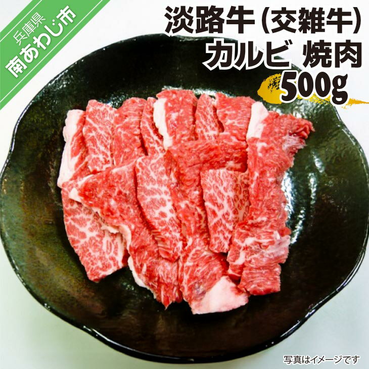 【ふるさと納税】淡路牛（交雑牛）　カルビ 焼肉用　500g