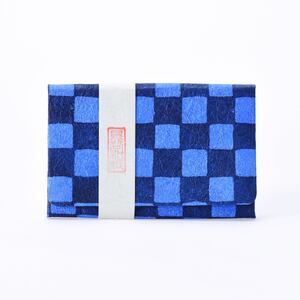 伝統工芸 黒谷和紙 名刺入れ（型染：市松青）名刺入 伝統工芸 民芸品 カードケース 和紙 就職祝い メンズ レディース ビジネス カジュアル おしゃれ プレゼント 贈答 贈り物 記念日 お土産 京都 