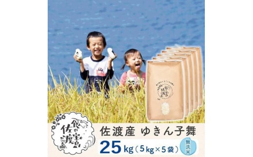 【新米】佐渡島産 ゆきん子舞 無洗米 25Kg(5kg×5袋) 令和6年産