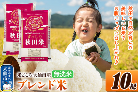 米 米どころ 秋田県大仙市産 ブレンド米 令和7年産【無洗米】10kg（5kg×2袋）