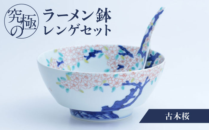 【有田焼】究極のラーメン鉢レンゲセット 古木桜 / 佐賀県 / 株式会社まるぶん [41APCD031]