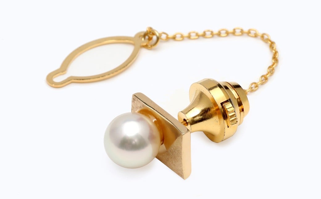 【数量限定】 あこや真珠 (8mm、8.5mm珠) タイタック カフス セット K18 パール 