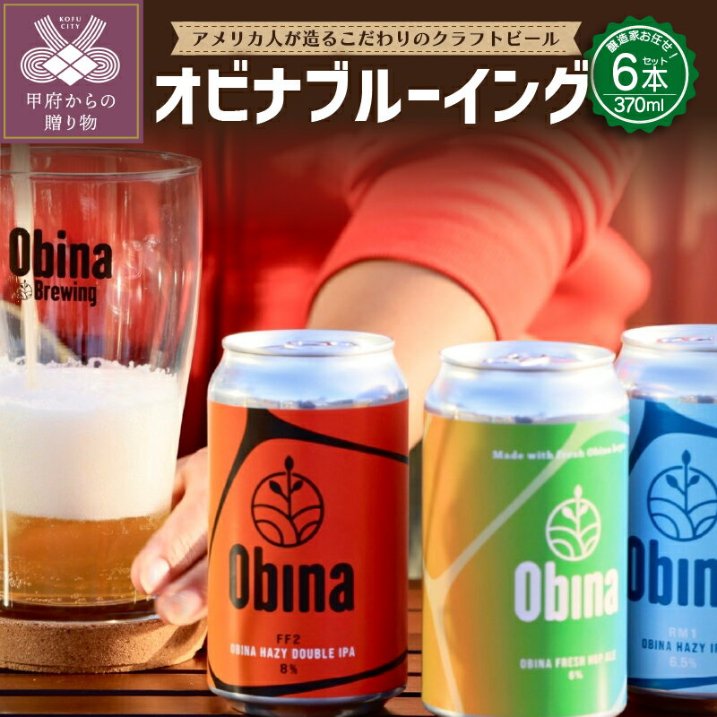 【ふるさと納税】 ビール クラフトビール 詰め合わせ セット 370mL缶×6本 おまかせ 2~3種類 オビナブルーイング お酒 アルコール k277-001