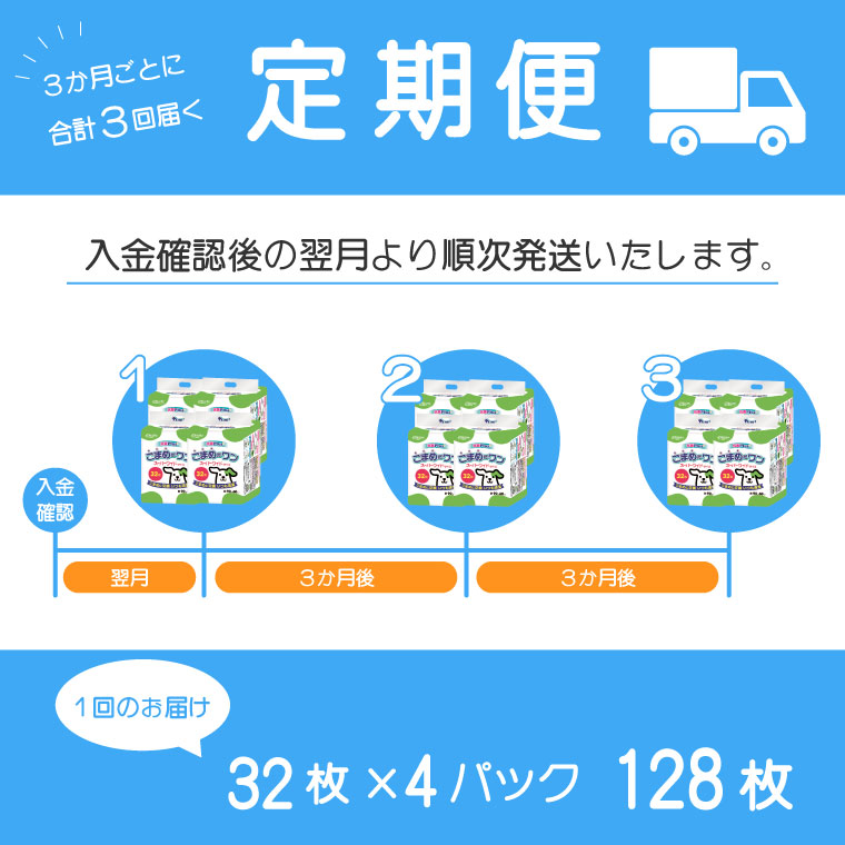 定期便 年3回 ペットシート こまめだワン スーパーワイド ペットシーツ32枚×4パック(1704)