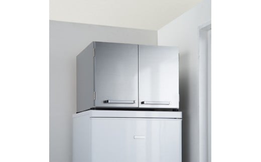 光沢仕上げ・冷蔵庫上ストッカー 幅57cm（脚部59cm）【シルバー】_1300400842_03