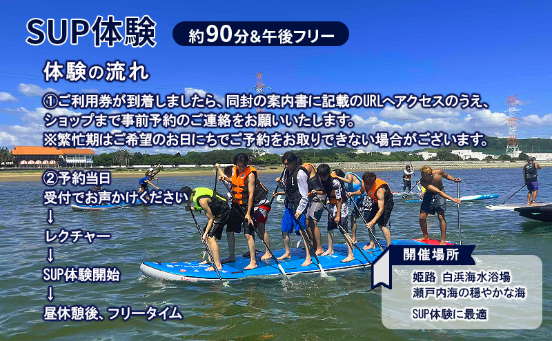 【兵庫 姫路 白浜海水浴場】SUP体験 1日コース（90分レッスン＋午後フリー）初心者OK サップ体験 マリンスポーツ 体験チケット LANIKAI