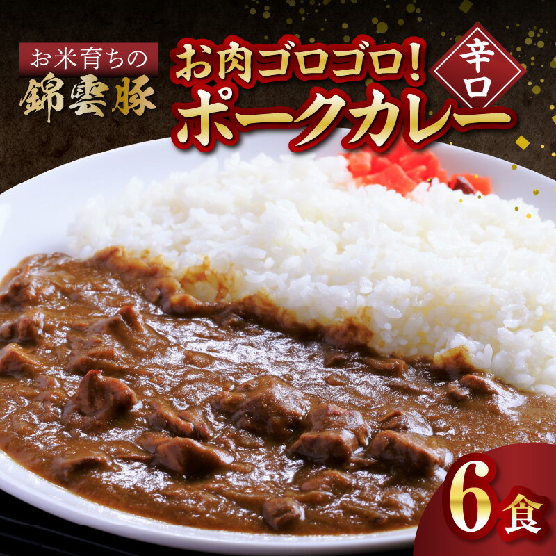 【ふるさと納税】ご当地 カレー お米育ち 錦雲豚 お肉 ゴロゴロ ポークカレー 辛口 200g×6食 レトルト カレーライス 米 ご飯 ブランド豚 豚肉 肉 ポーク オレイン酸 スパイス スパイスカレー 湯せん 温めるだけ グルメ 送料無料