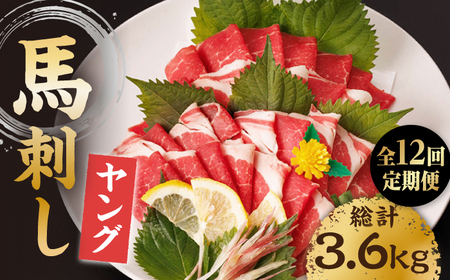 【12回定期便】ヤング馬刺し 計300g（3pc）＋タレ小【馬刺しの郷 民守】 馬肉 熊本県 特産品 馬刺し  [ZBL102]