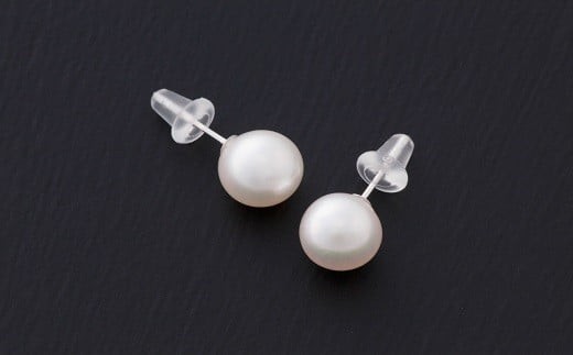 
                  8.0mmアコヤ真珠直付けピアス(K14WG) H-285
                