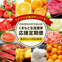 【ふるさと納税】 くまもと 生産 農家 応援 定期便 ( 定期便 12回 ( 毎月 ) ) フルーツ さつまいも メロン 小玉スイカ 小玉 スイカ 不知火 馬刺し いちご みかん あか牛 ステーキ 火の本豚 柑橘類 国産 熊本県 和水町 豚肉 コロナ支援 農家支援