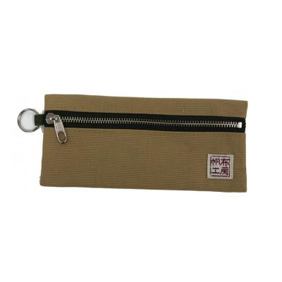 ふるさと納税 加東市 帆布工房　横長ポーチ(ブラウン)　約9.5×21cm