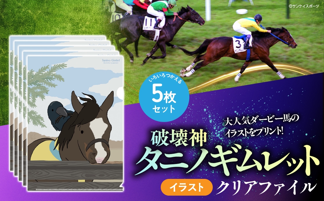 
                  【破壊神タニノギムレット】イラスト クリアファイル5枚入り 【ふるさと納税 人気 おすすめ ランキング 馬 競馬 競走馬 引退馬 タニノギムレット ファイル クリアファイル 事務用品  日用品 日高 北海道 平取町 送料無料】 BRTV118
                