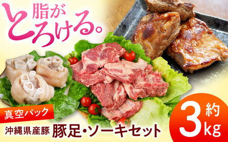沖縄県産豚肉 豚足・ソーキ (スペアリブ) 3kg 豚足 ソーキ 小分け 冷凍 沖縄市 / 宮城ふぁーむ 豚足 ソーキ てびち豚足 国産豚足 [BCAJ014]