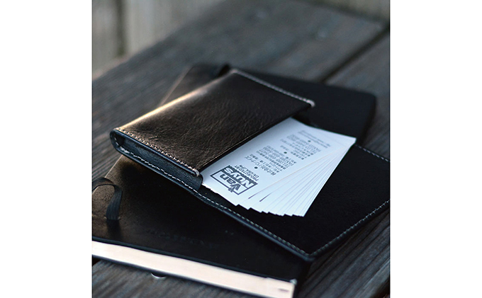 ビンテージオイルレザーの名刺＆カードケース / ブラック