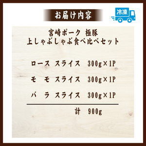 契約農場ですくすく育った宮崎ポーク極豚上しゃぶしゃぶ食べ比べセット 900g（豚肉 豚 豚バラ バラ モモ ロース しゃぶしゃぶ用 宮崎県）