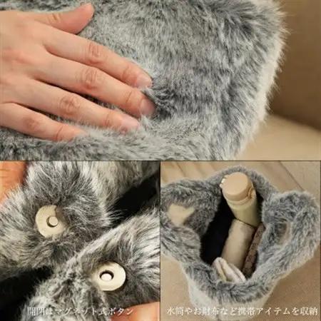 軽くてかわいいトートバッグ フェイクファー レディース 秋 冬【無地・北欧】MM4330 グレー_装飾品・工芸品 トートバッグ・ショルダーバッグ 鞄・バッグ かばん カバン_【1519470】