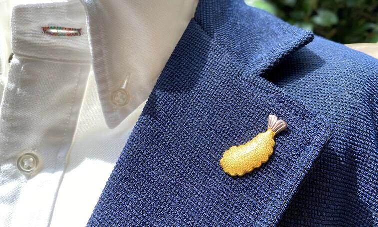 
話題独占？！名古屋名物【エビフライ】魚のアクセサリーシリーズ”nanako”ピンズ
