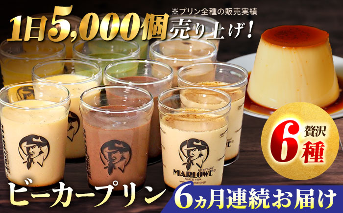 【全6回定期便】葉山ビーカープリン パーティーアソート セット 6種×2個 詰め合わせ（カスタード・かぼちゃ・抹茶・北海道フレッシュクリーム・エスプレッソ・チョコレート）【マーロウ】 [AKAF048]
