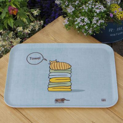 ふるさと納税 海南市 ねこだらけ ネコダラトレイM角&コースター 各1枚セット「タオルはふわふわベッド」 |  | 01