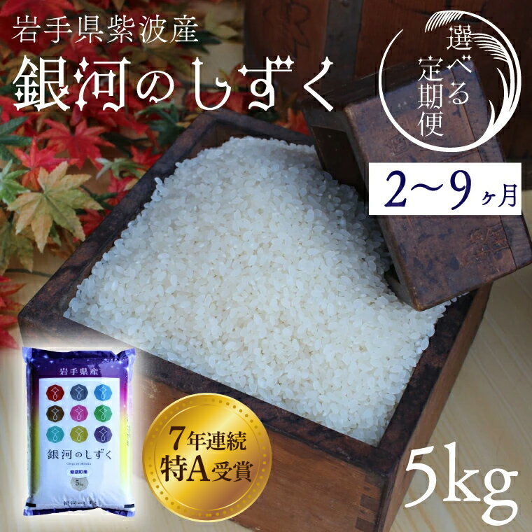 【ふるさと納税】＼選べる 定期便／ 令和7年産 新米「銀河のしずく」 5kg 精米 白米 ★ 特A受賞 米 ★＼選べる 定期便 2ヶ月/3ヶ月/6ヶ月/9ヶ月／ 数量限定 米 コメ ご飯 ごはん ぎんがのしずく 新米 美味しい 人気 特A 岩手県 紫波町 ふるさと納税