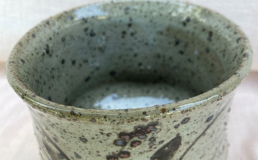 絵唐津沢瀉文筒茶盌