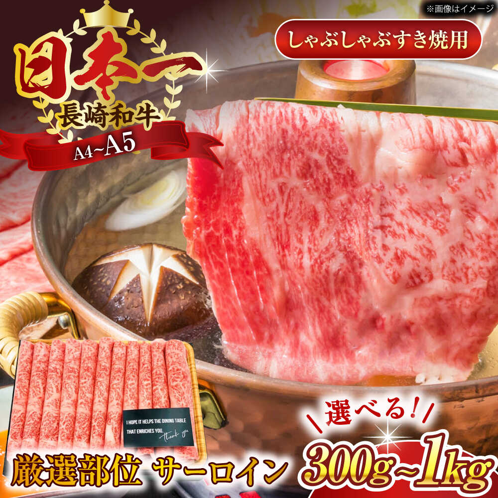 【ふるさと納税】【厳選部位】【A4～A5】長崎和牛サーロインしゃぶしゃぶすき焼き用　300g or 500g or 600g or 1kg【株式会社 MEAT PLUS】[QBS016]