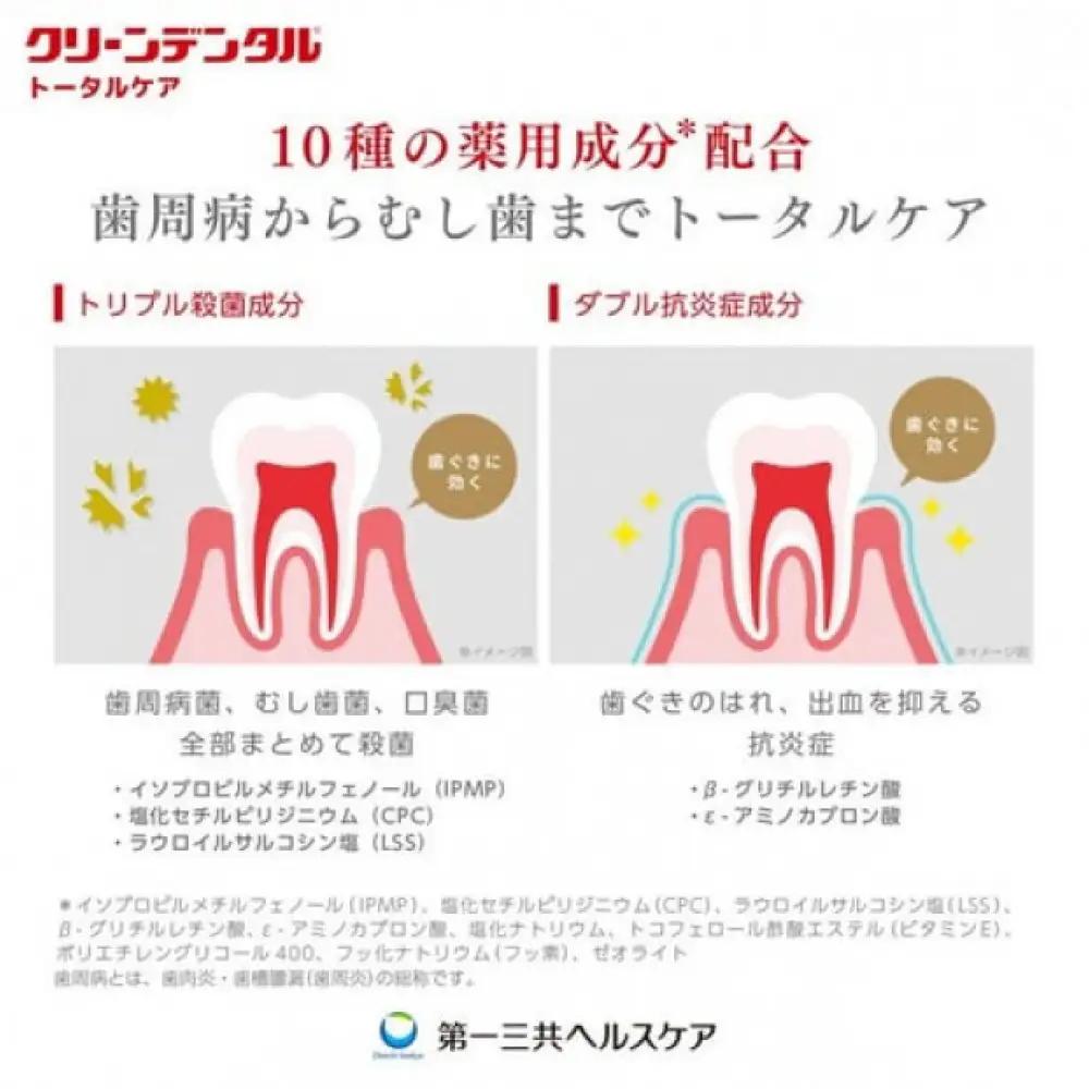 クリーンデンタル トータルケア 100g 3本セット　ハミガキ デンタルケア フッ素 　虫歯・ 口臭・歯周病予防 日本製｜ハミガキ