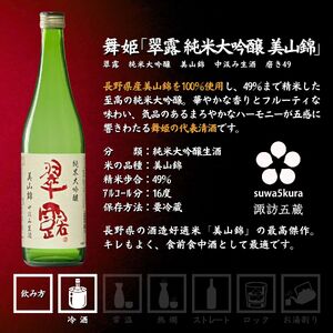信州 諏訪五蔵 新酒 日本酒 飲み比べ セット 720ml 3本 真澄 「あらばしり樽酒」 舞姫 「翠露 雄町中汲み生酒」「翠露 美山錦中汲み生酒」 プレゼント 贈り物 ギフト 長野県 諏訪市 ※20