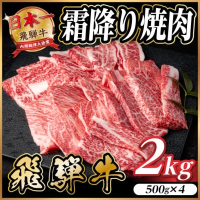 飛騨牛 霜降り焼肉 約2kg(約500g×4)BBQ用(上カルビ、肩ロース、カイノミなど)訳あり【配送不可地域：離島】