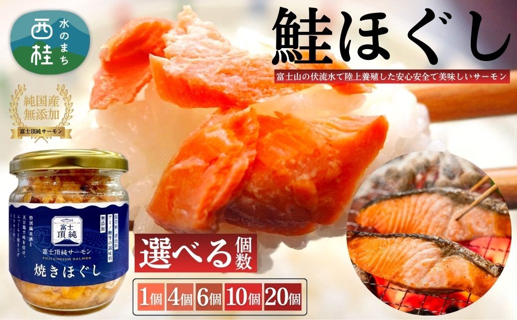 
            富士頂純サーモン こだわり焼き魚セット 焼きほぐしの瓶詰め 選べる本数 富士山麓のきれいな天然水で養殖された安心安全なサーモン 完全無投薬・ワクチンフリー・アニサキスフリー・サステナブル 鮭 フレーク 焼き鮭【n0618_nes】
          