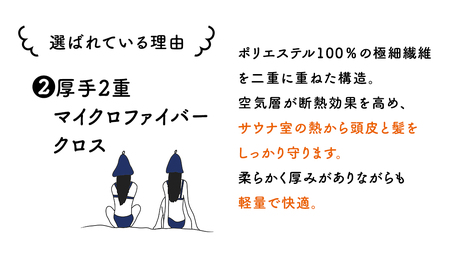 最高の整いタイム【soona】サウナハット 厚手二重マイクロファイバー 3枚セット （ブルー・グレー・ベージュ / 各1枚）
