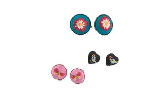 【加賀繍】（鳥）刺繍紋様ピアス