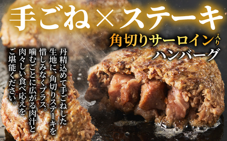 ≪角切りサーロイン入り!!≫宮崎県産黒毛和牛肩ロース100%★ハンバーグPREMIUM(計4個) 肉 牛肉 加工品 惣菜 国産_T025-050