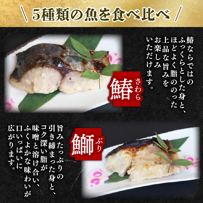 魚 おかず 【ご飯によく合う】西京漬 5種(鰆・鰤・銀鱈・銀鮭・鯛)×2 有限会社ペスカード(海鮮料理つじ平) H-39