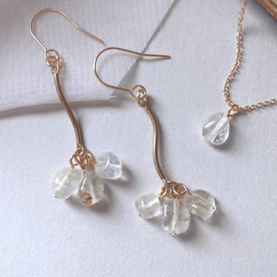 ふるさと納税 長岡京市 Agaroハンドメイド誕生石のピアス&ネックレス(トパーズ) おまかせデザイン2点SET |  | 01