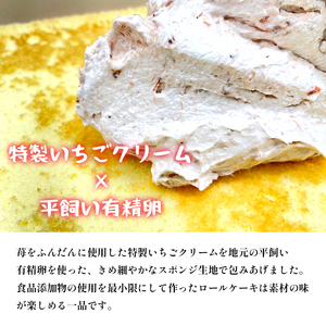 いちごクリームの ロールケーキ セット 2本（320g×2）（プレーンとココア)  舞鶴産いちご 舞鶴産卵 舞鶴産たまご 地元卵 ロールケーキ ココアロールケーキ