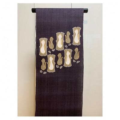 ふるさと納税 伊丹市 名古屋帯　麻　ネコの柄　お仕立て上がり [54030319] |  | 01